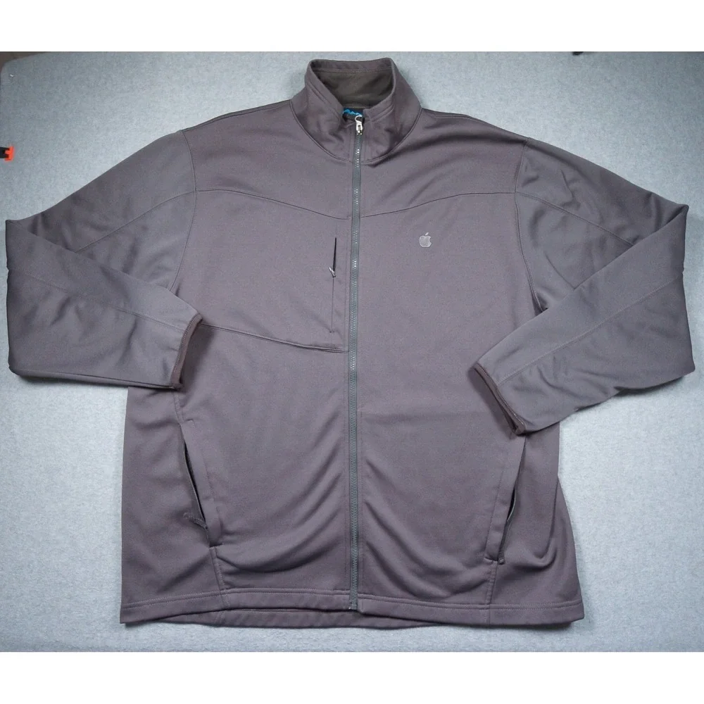Apple Employee Jacket Mens 2XL XXL Gray Full Zip Fleece Adult Casual Technology